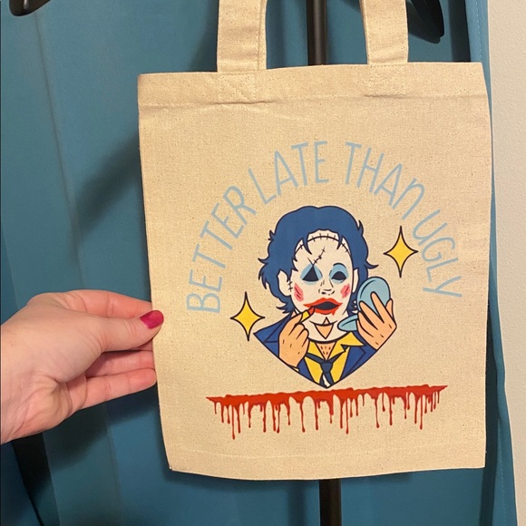 NEW!!  BETTER LATE THAN UGLY- MINI TOTE BAG- LEATHERFACE - Picture 5 of 5